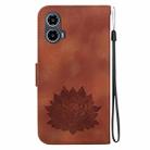 For Motorola Moto G34 Lotus Embossed Leather Phone Case(Brown) - 3