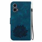 For Motorola Moto G34 Lotus Embossed Leather Phone Case(Dark Blue) - 3