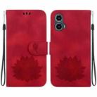 For Motorola Moto G34 Lotus Embossed Leather Phone Case(Red) - 1