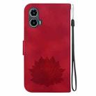 For Motorola Moto G34 Lotus Embossed Leather Phone Case(Red) - 3