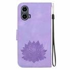 For Motorola Moto G34 Lotus Embossed Leather Phone Case(Purple) - 3