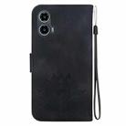 For Motorola Moto G34 Lotus Embossed Leather Phone Case(Black) - 3