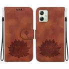 For Motorola Moto G54 Lotus Embossed Leather Phone Case(Brown) - 1