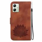 For Motorola Moto G54 Lotus Embossed Leather Phone Case(Brown) - 3