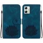 For Motorola Moto G54 Lotus Embossed Leather Phone Case(Dark Blue) - 1