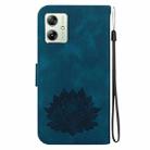 For Motorola Moto G54 Lotus Embossed Leather Phone Case(Dark Blue) - 3