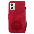 For Motorola Moto G54 Lotus Embossed Leather Phone Case(Red) - 3