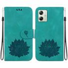 For Motorola Moto G54 Lotus Embossed Leather Phone Case(Green) - 1