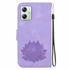 For Motorola Moto G54 Lotus Embossed Leather Phone Case(Purple) - 3