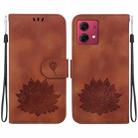 For Motorola Moto G84 Lotus Embossed Leather Phone Case(Brown) - 1