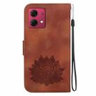 For Motorola Moto G84 Lotus Embossed Leather Phone Case(Brown) - 3