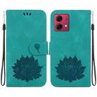 For Motorola Moto G84 Lotus Embossed Leather Phone Case(Green) - 1