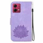 For Motorola Moto G84 Lotus Embossed Leather Phone Case(Purple) - 3