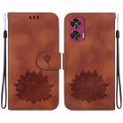 For Motorola Edge 50 Fusion Lotus Embossed Leather Phone Case(Brown) - 1