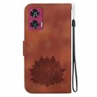 For Motorola Edge 50 Fusion Lotus Embossed Leather Phone Case(Brown) - 3