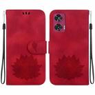 For Motorola Edge 50 Fusion Lotus Embossed Leather Phone Case(Red) - 1