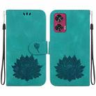 For Motorola Edge 50 Fusion Lotus Embossed Leather Phone Case(Green) - 1