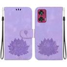 For Motorola Edge 50 Fusion Lotus Embossed Leather Phone Case(Purple) - 1