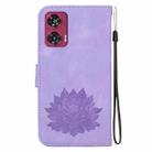 For Motorola Edge 50 Fusion Lotus Embossed Leather Phone Case(Purple) - 3