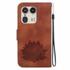 For Motorola Edge 50 Ultra Lotus Embossed Leather Phone Case(Brown) - 3