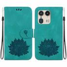 For Motorola Edge 50 Ultra Lotus Embossed Leather Phone Case(Green) - 1