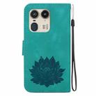 For Motorola Edge 50 Ultra Lotus Embossed Leather Phone Case(Green) - 3