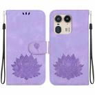 For Motorola Edge 50 Ultra Lotus Embossed Leather Phone Case(Purple) - 1