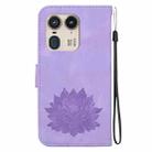 For Motorola Edge 50 Ultra Lotus Embossed Leather Phone Case(Purple) - 3