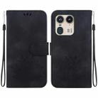 For Motorola Edge 50 Ultra Lotus Embossed Leather Phone Case(Black) - 1