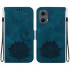 For Motorola Edge 2024 Lotus Embossed Leather Phone Case(Dark Blue) - 1