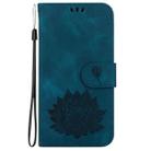 For Motorola Edge 2024 Lotus Embossed Leather Phone Case(Dark Blue) - 2