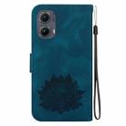 For Motorola Edge 2024 Lotus Embossed Leather Phone Case(Dark Blue) - 3