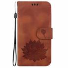 For Motorola Moto G04s / Moto E14 Lotus Embossed Leather Phone Case(Brown) - 2