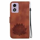 For Motorola Moto G04s / Moto E14 Lotus Embossed Leather Phone Case(Brown) - 3
