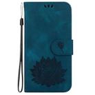 For Motorola Moto G04s / Moto E14 Lotus Embossed Leather Phone Case(Dark Blue) - 2