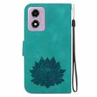 For Motorola Moto G04s / Moto E14 Lotus Embossed Leather Phone Case(Green) - 3