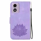 For Motorola Moto G04s / Moto E14 Lotus Embossed Leather Phone Case(Purple) - 3