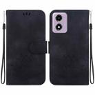 For Motorola Moto G04s / Moto E14 Lotus Embossed Leather Phone Case(Black) - 1