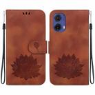 For Motorola Moto G85 Lotus Embossed Leather Phone Case(Brown) - 1