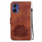 For Motorola Moto G85 Lotus Embossed Leather Phone Case(Brown) - 3