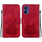 For Motorola Moto G85 Lotus Embossed Leather Phone Case(Red) - 1