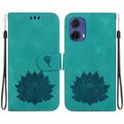 For Motorola Moto G85 Lotus Embossed Leather Phone Case(Green) - 1