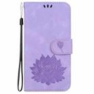 For Motorola Moto G85 Lotus Embossed Leather Phone Case(Purple) - 2