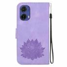 For Motorola Moto G85 Lotus Embossed Leather Phone Case(Purple) - 3