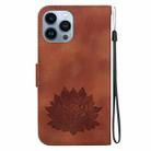 For iPhone 15 Pro Max Lotus Embossed Leather Phone Case(Brown) - 3