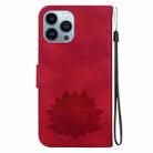 For iPhone 15 Pro Max Lotus Embossed Leather Phone Case(Red) - 3