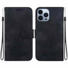 For iPhone 15 Pro Max Lotus Embossed Leather Phone Case(Black) - 1