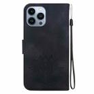 For iPhone 15 Pro Max Lotus Embossed Leather Phone Case(Black) - 3