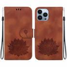 For iPhone 15 Pro Lotus Embossed Leather Phone Case(Brown) - 1