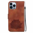 For iPhone 15 Pro Lotus Embossed Leather Phone Case(Brown) - 3